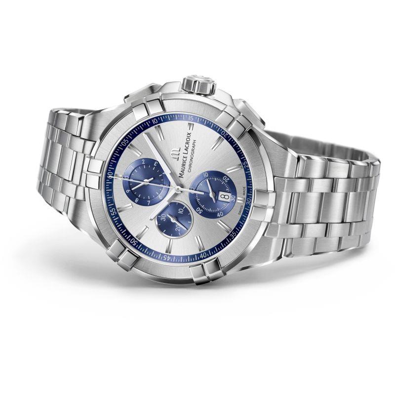 Maurice Lacroix 'Aikon' Silberne ChronographenUhraus Edelstahl aus der Schweiz Maurice Lacroix 'Aikon' Silberne ChronographenUhraus Edelstahl aus der Schweiz